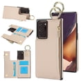 thumbnail image 1 of Allytechgroup for Samsung Galaxy Note 20 Ultra Wallet Case, Zipper Pocket Cards Holder RFID Blocking Ring Holder Stand Bumper Shockproof PU Leather Retro Phone Case for Galaxy Note 20 Ultra, White, 1 of 8