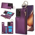 thumbnail image 1 of Allytechgroup for Samsung Galaxy Note 20 Ultra Wallet Case, Zipper Pocket Cards Holder RFID Blocking Ring Holder Stand Bumper Shockproof PU Leather Retro Phone Case for Galaxy Note 20 Ultra,Darkpurple, 1 of 8