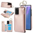 thumbnail image 1 of Allytechgroup for Samsung Galaxy Note 20 Wallet Case, Zipper Pocket Cards Holder RFID Blocking Ring Holder Stand Bumper Shockproof PU Leather Retro Phone Case for Samsung Galaxy Note 20, Rosegold, 1 of 8