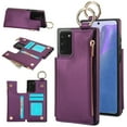 thumbnail image 1 of Allytechgroup for Samsung Galaxy Note 20 Wallet Case, Zipper Pocket Cards Holder RFID Blocking Ring Holder Stand Bumper Shockproof PU Leather Retro Phone Case for Samsung Galaxy Note 20, Darkpurple, 1 of 8