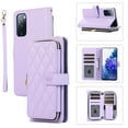 thumbnail image 1 of Allytechgroup for Samsung Galaxy S20 FE Wallet Case, Premium PU Leather Magnetic Buckle Zipper Pocket Card Slots Flip Stand Protective Cover with Hand Strap & Shoulder Strap - Purple, 1 of 12