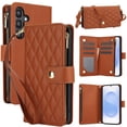 thumbnail image 1 of Allytechgroup for Samsung Galaxy S21 FE Case, Multifunctional Phone Case for Samsung Galaxy S21 FE with Wallet, Card Holder, RFID Blocking, Crossbody Strap & Stand Feature, Brown, 1 of 11
