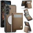 thumbnail image 1 of Allytechgroup for Samsung Galaxy S22 Case, Pu Leather Detachable Cards Holder 2 In 1 Wallet Case Comaptible with Magsafe Kickstand Magnetic Shockproof Back Cover for Samsung Galaxy S22, Brown, 1 of 10