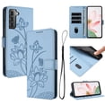 thumbnail image 1 of Allytechgroup for Samsung Galaxy S22 Flip Wallet Case, PU Leather Protective Case Cover with Credit Card Slot & Cash Slot Shock-Absorbent TPU Anti-Scratch Bumper for Women Girls, Blue, 1 of 9