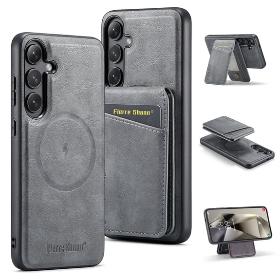 Allytechgroup Samsung Galaxy S22 Plus Case – Detachable Wallet Case with Shockproof Bumper, Magnetic Back Cover MagSafe Compatibility Anti-Scratch 2 in 1 Phone Case for Galaxy S22 Plus,Gray