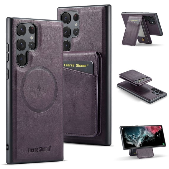 Allytechgroup Samsung Galaxy S22 Ultra Case – Detachable Wallet Case with Shockproof Bumper, Magnetic Back Cover MagSafe Compatibility Anti-Scratch 2 in 1 Phone Case for Galaxy S22 Ultra,Purple