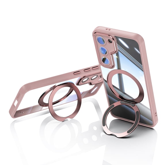 Allytechgroup Samsung Galaxy S23 Case with Camera Lens Protector, Rugged Shockproof Kickstand Bumper Ring Holder Slim Fit Drop Proof Phone Case for Samsung Galaxy S23, Pink