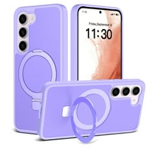 Allytechgroup for Samsung Galaxy S23 Case, [Compatible with Magsafe] Ring Holder Kickstand Drop Protection Anti-Scratch Slim Fit Shell Matte Phone Case Cover for Samsung Galaxy S23, Lightpurple