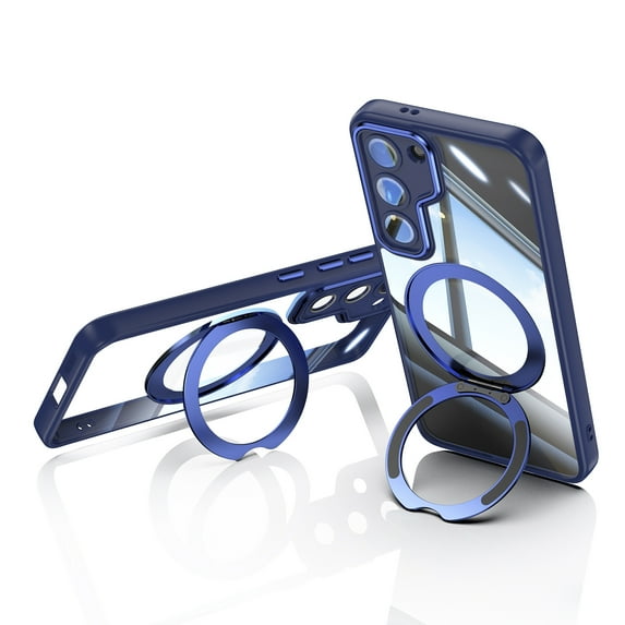 Allytechgroup Samsung Galaxy S23 Plus Case with Camera Lens Protector, Rugged Shockproof Kickstand Bumper Ring Holder Slim Fit Drop Proof Phone Case for Samsung Galaxy S23 Plus, Blue