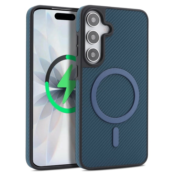 Allytechgroup for Samsung Galaxy S23 Plus Case, Slim Thin Carbon Fiber Back Cover Anti-Scratch Shockproof Support Wireless Charging Military Grade Drop Protection NON-Slip Case for Women Men, Blue