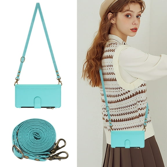 Allytechgroup for Samsung Galaxy S23 Plus Case, Support Wireless Charging PU Leather Shell with Credit Card Slots Shoulder Strap Shockproof Full Body Cover Bumper for Women Girls, Mint