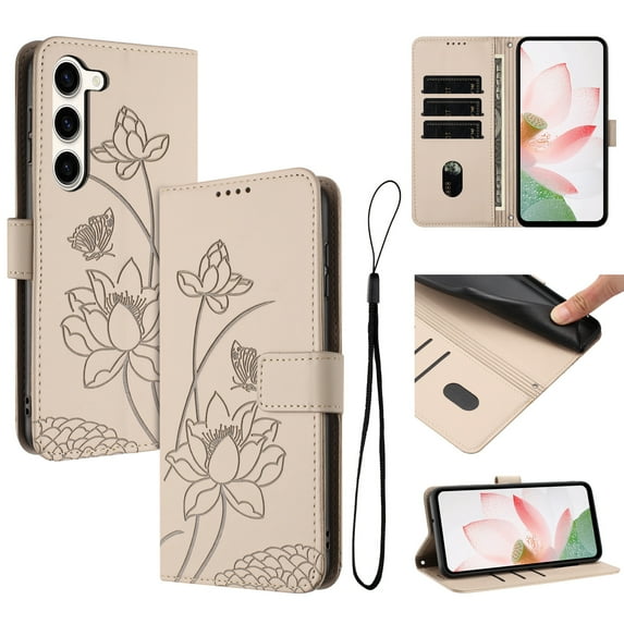 Allytechgroup for Samsung Galaxy S23 Plus Flip Wallet Case, PU Leather Protective Case Cover with Credit Card Slot & Cash Slot Shock-Absorbent TPU Anti-Scratch Bumper for Women Girls, Beige