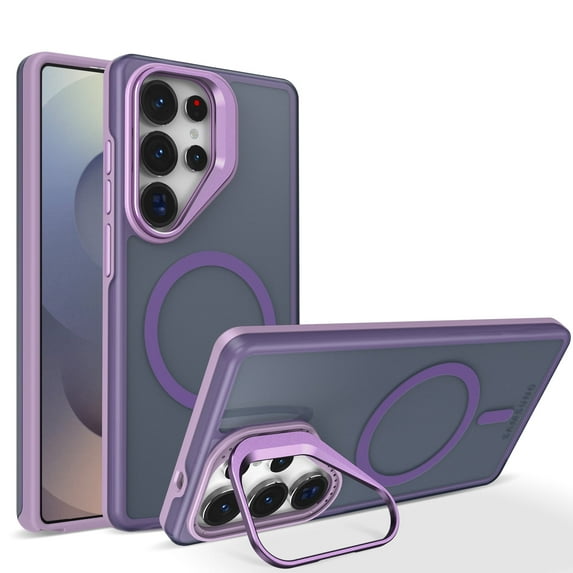 Allytechgroup Magsafe Magnetic Kickstand Shockproof Back Cover Cell Phone Case for Samsung Galaxy S23 Ultra, Purple