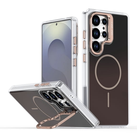 Allytechgroup for Samsung Galaxy S23 Ultra Case with Kickstand,Compatible with MagSafe Wireless Charging Military-Grade Drop Protection, Aluminum Buttons, Anti-Yellowing Shockproof Cover, Gold