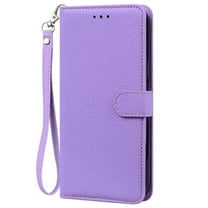 Allytechgroup for Samsung Galaxy S23 Ultra Wallet Case, Premium PU Leather Magnetic Flip Phone Cover with Wrist Strap Kickstand Card Slots Shockproof Bumper for Samsung Galaxy S23 Ultra, Lightpurple