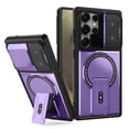 thumbnail image 1 of Allytechgroup for Samsung Galaxy S24 Case with Camera Cover/ Kickstand [Compatible with MagSafe] Magnetic Case Hard PC + Soft TPU Back Shockproof Military Grade Shell for Women Men, Purple, 1 of 10