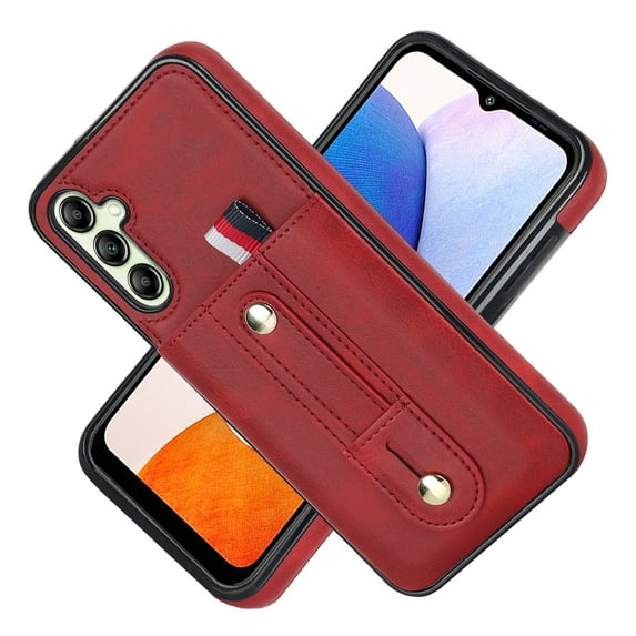 Allytechgroup for Samsung Galaxy S24+ Case, FRID Blocking Hidden Cards Slots Kickstand Wristband Wallet Phone Case Shockproof Protecive Back Cover for Samsung Galaxy S24+, Red