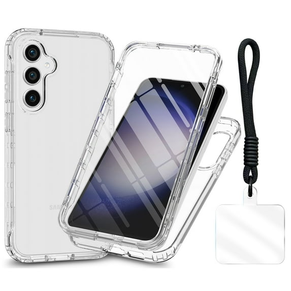 Allytechgroup for Samsung Galaxy S24 Case with Lanyard, Gradient Color Dual-Layer Anti-Yellowing TPU Cover Anti-Scratch Clear Shockproof Phone Case for Samsung Galaxy S24,Clear