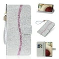 thumbnail image 1 of Allytechgroup for Samsung Galaxy S24 FE Case, Luxury Bling Glitter Sparkly PU Leather Shockproof TPU Anti-Scratch Flip Card Slots Wallet Stand Case with Hand Strap for Samsung Galaxy S24 FE, Silver, 1 of 10