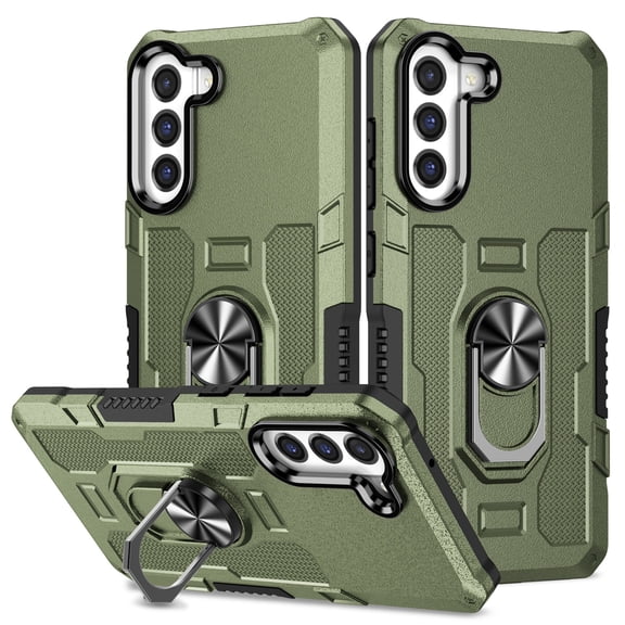 Allytechgroup for Samsung Galaxy S24 FE Case with Stand, [Built-in Kickstand] Support Magnetic Car Phone Mount Military Grade Drop Protection Phone Case for Samsung Galaxy S24 FE, Green