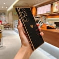 thumbnail image 1 of Allytechgroup for Samsung Galaxy S24 FE Phone Case Luxury Plating Cute Love Heart Side Small Pattern Soft Silicone Shockproof Electroplated Bumper Cover Full Camera Protection Phone Cover, Black, 1 of 6
