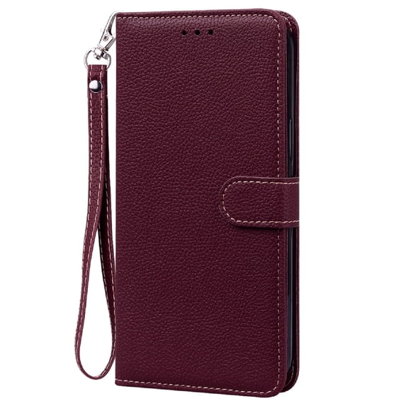 Allytechgroup for Samsung Galaxy S24 FE Wallet Case, Premium PU Leather Magnetic Flip Phone Cover with Wrist Strap Kickstand Card Slots Shockproof Bumper for Samsung Galaxy S24 FE, Winered