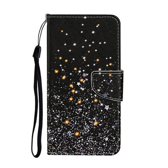 Allytechgroup for Samsung Galaxy S24+ Flip Case, Rich Pattern with Card Slots and Credict Slots Magnetic Clasp Soft Shockproof Leather Protective Case with Lanyard - Starry Sky