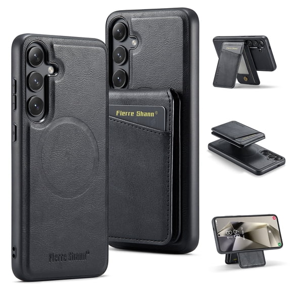 Allytechgroup Samsung Galaxy S24 Plus Case – Detachable Wallet Case with Shockproof Bumper, Magnetic Back Cover MagSafe Compatibility Anti-Scratch 2 in 1 Phone Case for Galaxy S24 Plus,Black