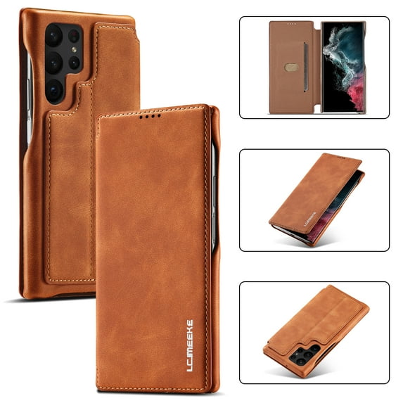 Allytechgroup Samsung Galaxy S24 Plus Wallet Case, Stand & Flip Cover, Shockproof Slim Case with Card Slots, Protection Plus Style, Ideal for Everyday Usage, Perfect for Business-Savvy Crowd, Brown