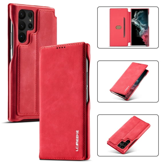 Allytechgroup Samsung Galaxy S24 Plus Wallet Case, Stand & Flip Cover, Shockproof Slim Case with Card Slots, Protection Plus Style, Ideal for Everyday Usage, Perfect for Business-Savvy Crowd, Red