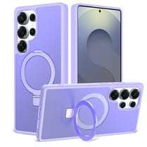 Allytechgroup for Samsung Galaxy S24 Ultra Case, [Compatible with Magsafe] Matte Back Cover with Ring Holder Kickstand Shock-Absorbent Bumper Phone Case for Samsung Galaxy S24 Ultra,Lightpurple