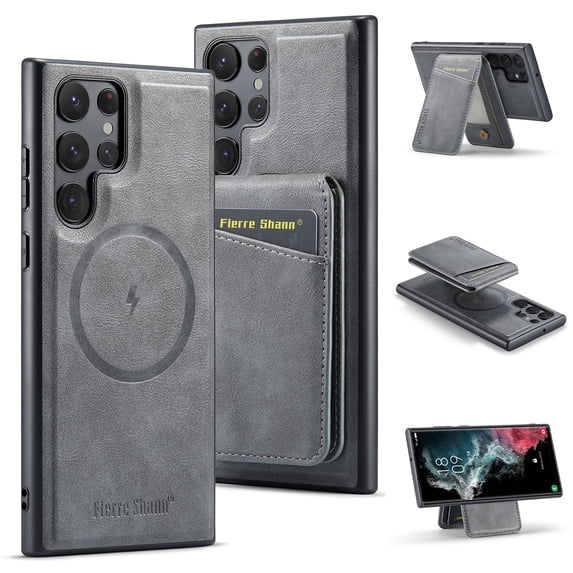 Allytechgroup Samsung Galaxy S24 Ultra Case – Detachable Wallet Case with Shockproof Bumper, Magnetic Back Cover MagSafe Compatibility Anti-Scratch 2 in 1 Phone Case for Galaxy S24 Ultra,Gray
