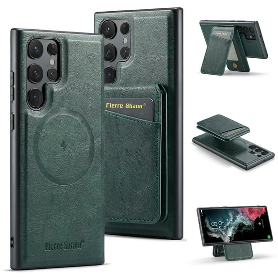 Allytechgroup Samsung Galaxy S24 Ultra Case – Detachable Wallet Case with Shockproof Bumper, Magnetic Back Cover MagSafe Compatibility Anti-Scratch 2 in 1 Phone Case for Galaxy S24 Ultra,Green