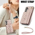 thumbnail image 1 of Allytechgroup for Samsung Galaxy S24 Wallet Case with 5 Cards Holders, Detachable Hand Strap & Shoulder Lanyard RFID Blocking Shockproof Protective Phone Case for Girls Women, Rosegold, 1 of 8
