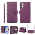 thumbnail image 1 of Allytechgroup for Samsung Galaxy S24 Wallet Case, Premium PU Leather Magnetic Buckle Zipper Pocket Card Slots Flip Stand Protective Cover with Hand Strap & Shoulder Strap - Darkpurple, 1 of 12