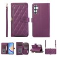 thumbnail image 1 of Allytechgroup for Samsung Galaxy S24 Wallet Case, Premium PU Leather Magnetic Buckle Zipper Pocket Card Slots Flip Stand Protective Cover with Hand Strap & Shoulder Strap - Darkpurple, 1 of 12