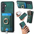 thumbnail image 1 of Allytechgroup for Samsung Galaxy S25+ 2 in 1 Detachable Wallet Case, Retro PU Leather Ring Kickstand Card Slots Case for Women Men, Strong Magnetic Shockproof Anti-Scratch Slim Case, Green, 1 of 12