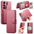 thumbnail image 1 of Allytechgroup for Samsung Galaxy S25 Case, 2-in-1 Wallet Phone Cover with Detachable PU Leather Card Holder, Magnetic MagSafe-Compatible RFID Blocking Protective Case & Wristband, Red, 1 of 14