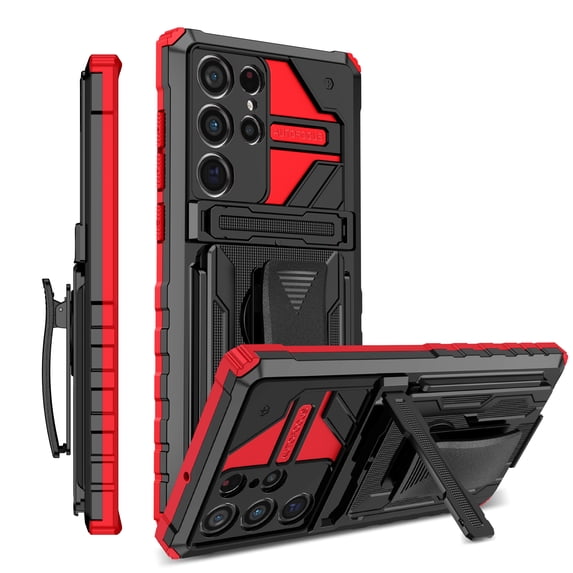 Allytechgroup for Samsung Galaxy S25+ Case with Belt Clip Holster, Slim Phone Not Hot/Fast Heat Dissipation Case with Kickstand Military Grade Drop Protection for Samsung Galaxy S25+, Red