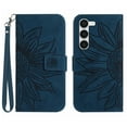 thumbnail image 1 of Allytechgroup for Samsung Galaxy S25 Case, Embossed Sunflower PU Leather & TPU Anti-Scratch Shockproof Magnetic Button Protective Kickstand Case for Samsung Galaxy S25, Inkblue, 1 of 7