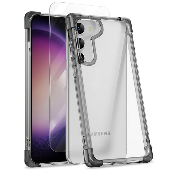 Allytechgroup for Samsung Galaxy S25+ Case with Screen Protector, Clear Back Cover Corner Protective Anti-Scratch Hybrid TPU PC Drop Proof Phone Case for Samsung Galaxy S25+ Plus, Black