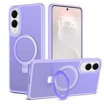 Allytechgroup for Samsung Galaxy S25 Edge Case, [Compatible with Magsafe] Matte Back Cover with Ring Holder Kickstand Shock-Absorbent Bumper Phone Case for Samsung Galaxy S25 Edge,Lightpurple