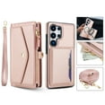 thumbnail image 1 of Allytechgroup for Samsung Galaxy S25 Edge Case with Detachable Cards Holder, Built-in Shoulder Strap Wrist Strap Compatible with MagSafe Shockproof Full Body Cover for Women Girls, Rosegold, 1 of 7