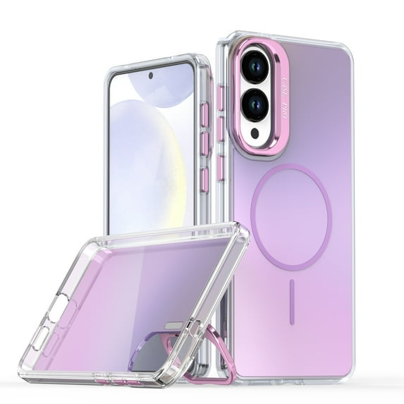 Allytechgroup for Samsung Galaxy S25 Edge Case with Kickstand,Compatible with MagSafe Wireless Charging Military-Grade Drop Protection, Aluminum Buttons, Anti-Yellowing Shockproof Cover, Purple
