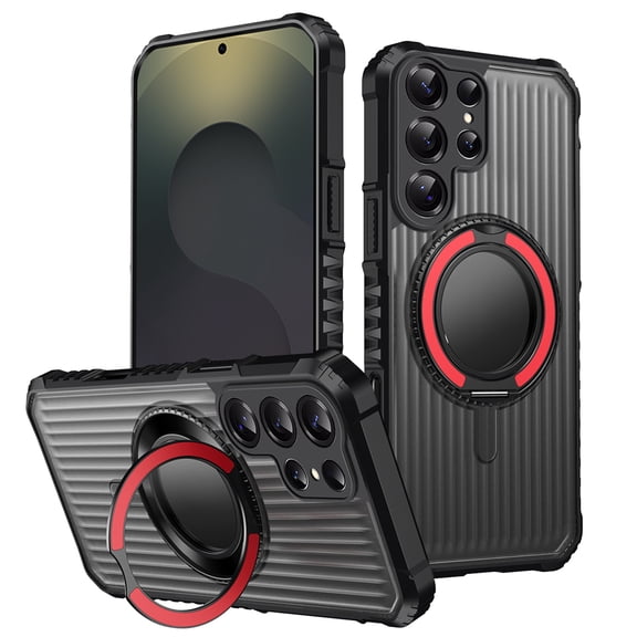 Allytechgroup for Samsung Galaxy S25 Edge Case with kickstand, Built-in Rotating Stand Universal Viewing Angles Precision Camera Cutouts Military Grade Drop Protection for Women Men, Red