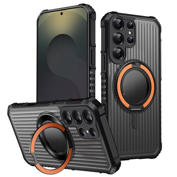 Allytechgroup for Samsung Galaxy S25 Edge Case with kickstand, Built-in Rotating Stand Universal Viewing Angles Precision Camera Cutouts Military Grade Drop Protection for Women Men, Orange