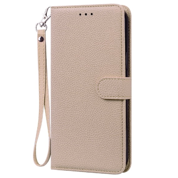 Allytechgroup for Samsung Galaxy S25 Edge Wallet Case, Premium PU Leather Magnetic Flip Phone Cover with Wrist Strap Kickstand Card Slots Shockproof Bumper for Samsung Galaxy S25 Edge, Beige