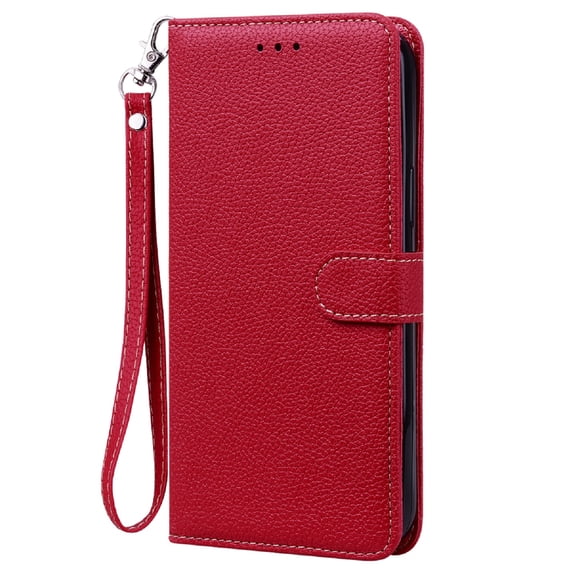 Allytechgroup for Samsung Galaxy S25 Edge Wallet Case, Premium PU Leather Magnetic Flip Phone Cover with Wrist Strap Kickstand Card Slots Shockproof Bumper for Samsung Galaxy S25 Edge, Red