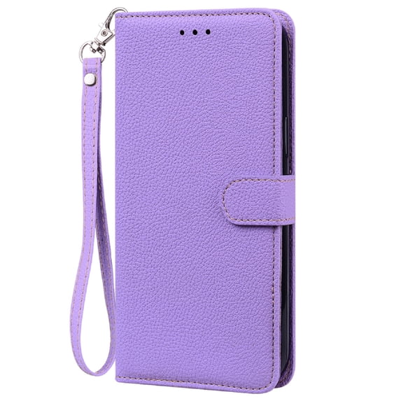 Allytechgroup for Samsung Galaxy S25 Edge Wallet Case, Premium PU Leather Magnetic Flip Phone Cover with Wrist Strap Kickstand Card Slots Shockproof Bumper for Samsung Galaxy S25 Edge, Lightpurple