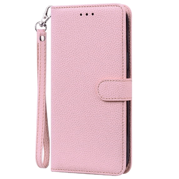 Allytechgroup for Samsung Galaxy S25 Edge Wallet Case, Premium PU Leather Magnetic Flip Phone Cover with Wrist Strap Kickstand Card Slots Shockproof Bumper for Samsung Galaxy S25 Edge, Pink